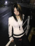 Seeslim Graphic Letter Hooded Long Sleeve