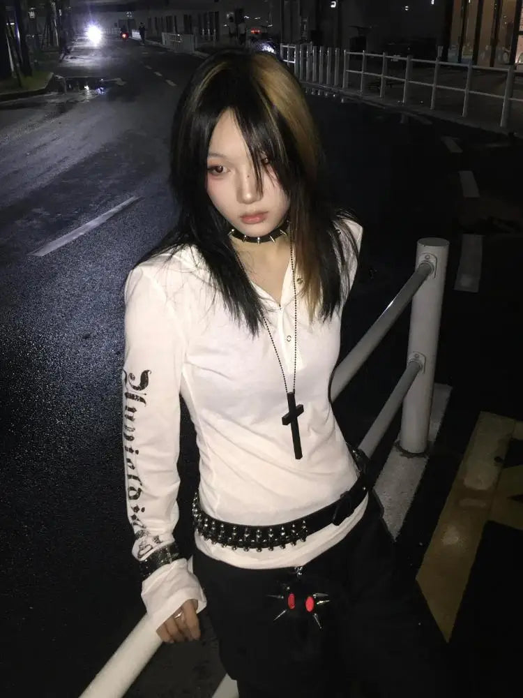 Seeslim Graphic Letter Hooded Long Sleeve