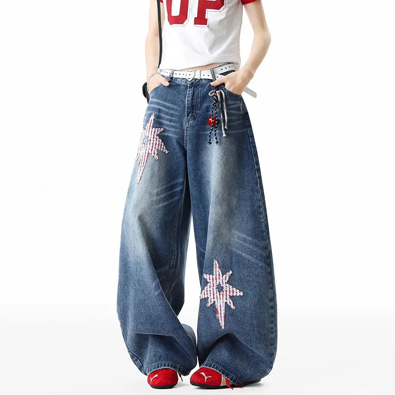 3D Dimensional Star Straight Jeans