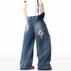 3D Dimensional Star Straight Jeans