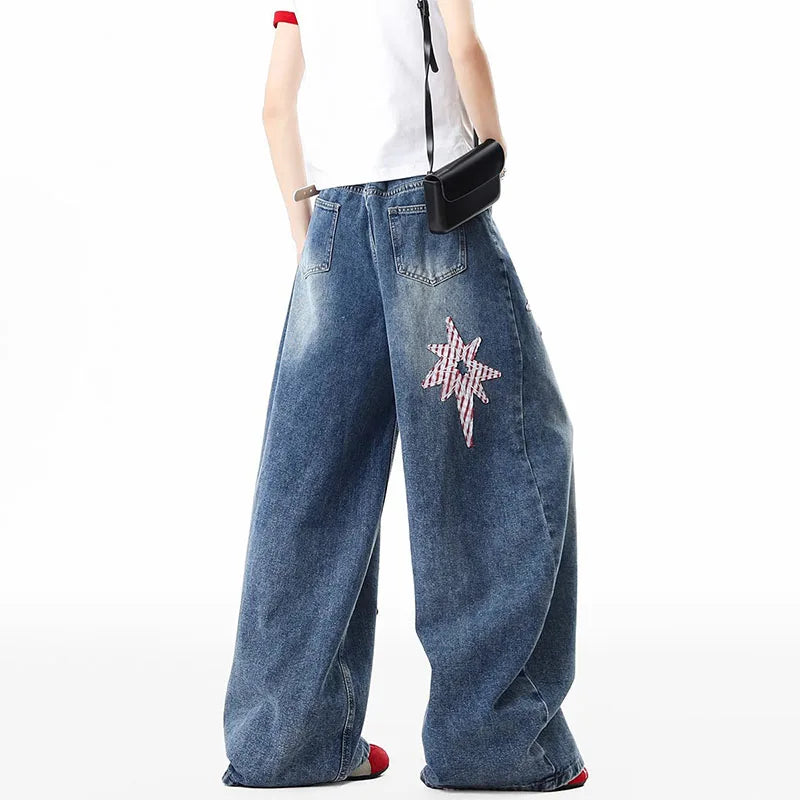 3D Dimensional Star Straight Jeans