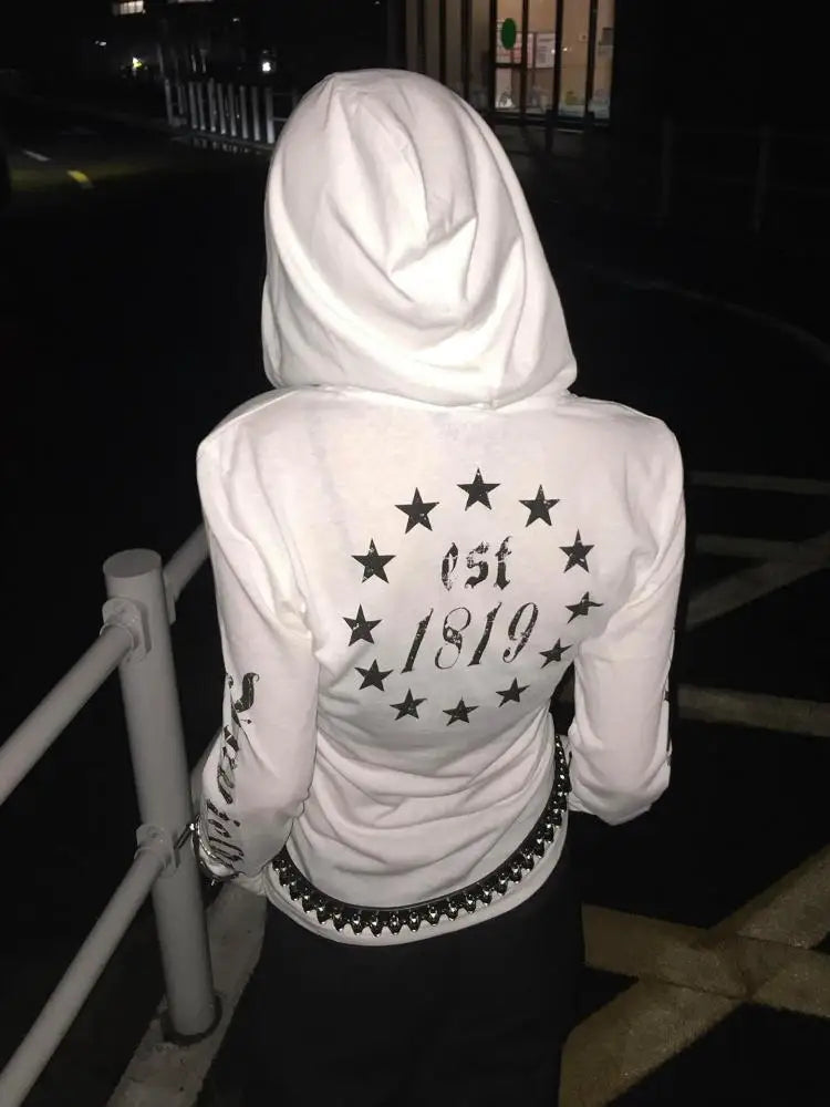 Seeslim Graphic Letter Hooded Long Sleeve