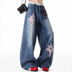 3D Dimensional Star Straight Jeans