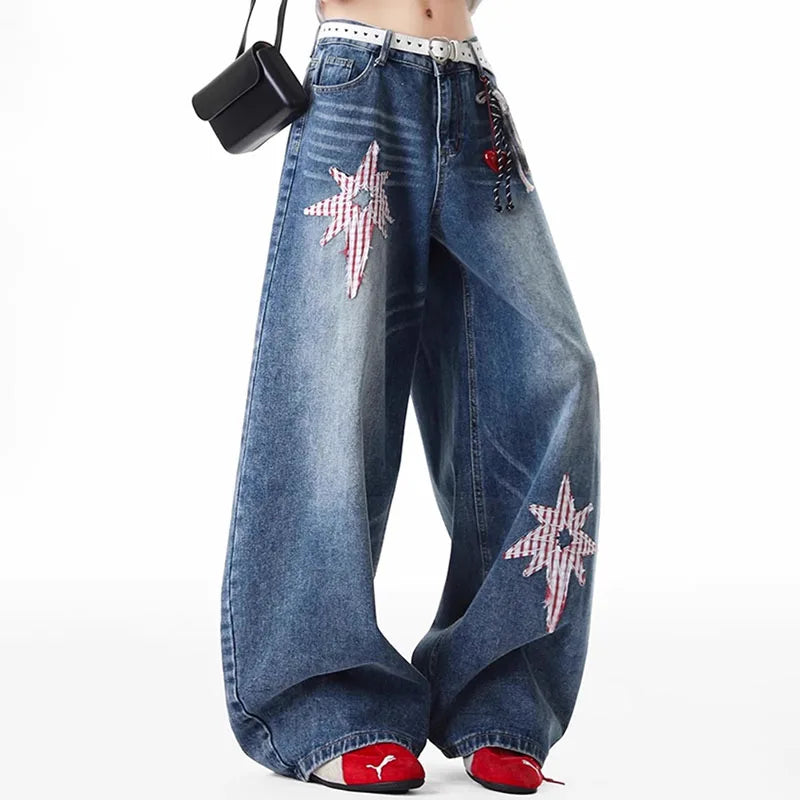 3D Dimensional Star Straight Jeans