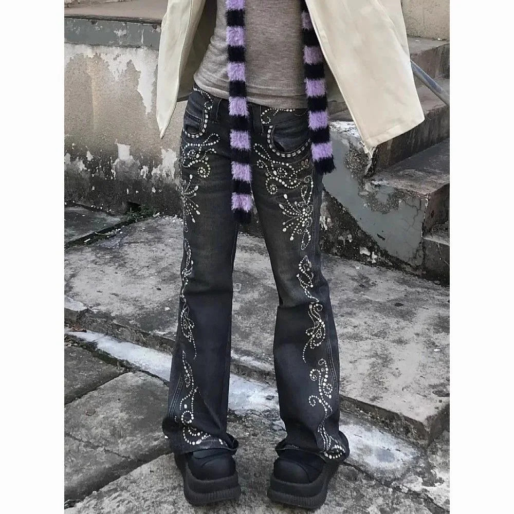 Deeptown Printed Grunge Flare Jeans product detail