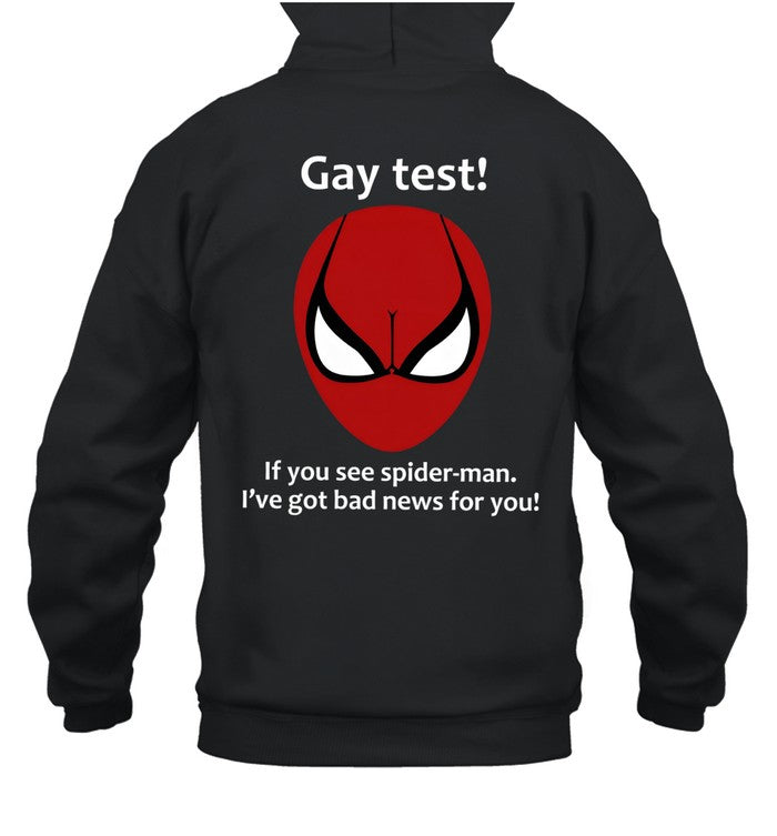 Gay Test! Funny Graphic T-Shirt, Sweatshirt & Hoodie — Hoodie mockup in Black