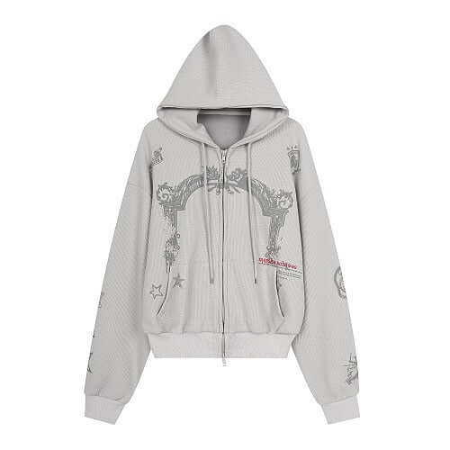 Waffle Graphic Zip-Up Hoodie — image 2