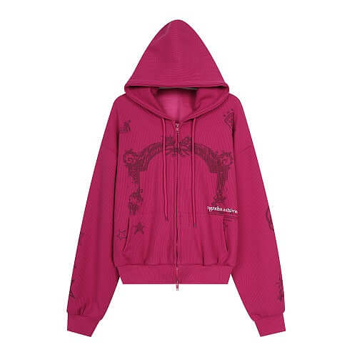 Waffle Graphic Zip-Up Hoodie — image 1