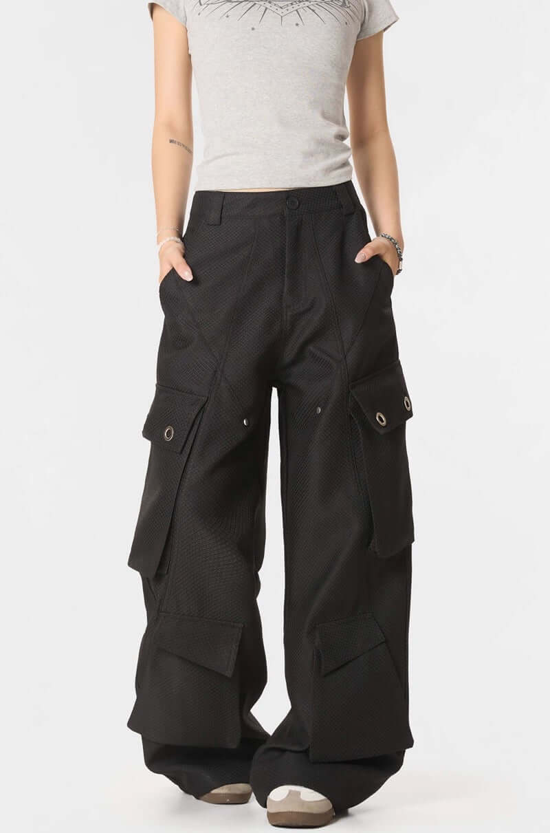 'Insect Bites' Textured Cannonball Pleated Pocket Wide-leg — image 3