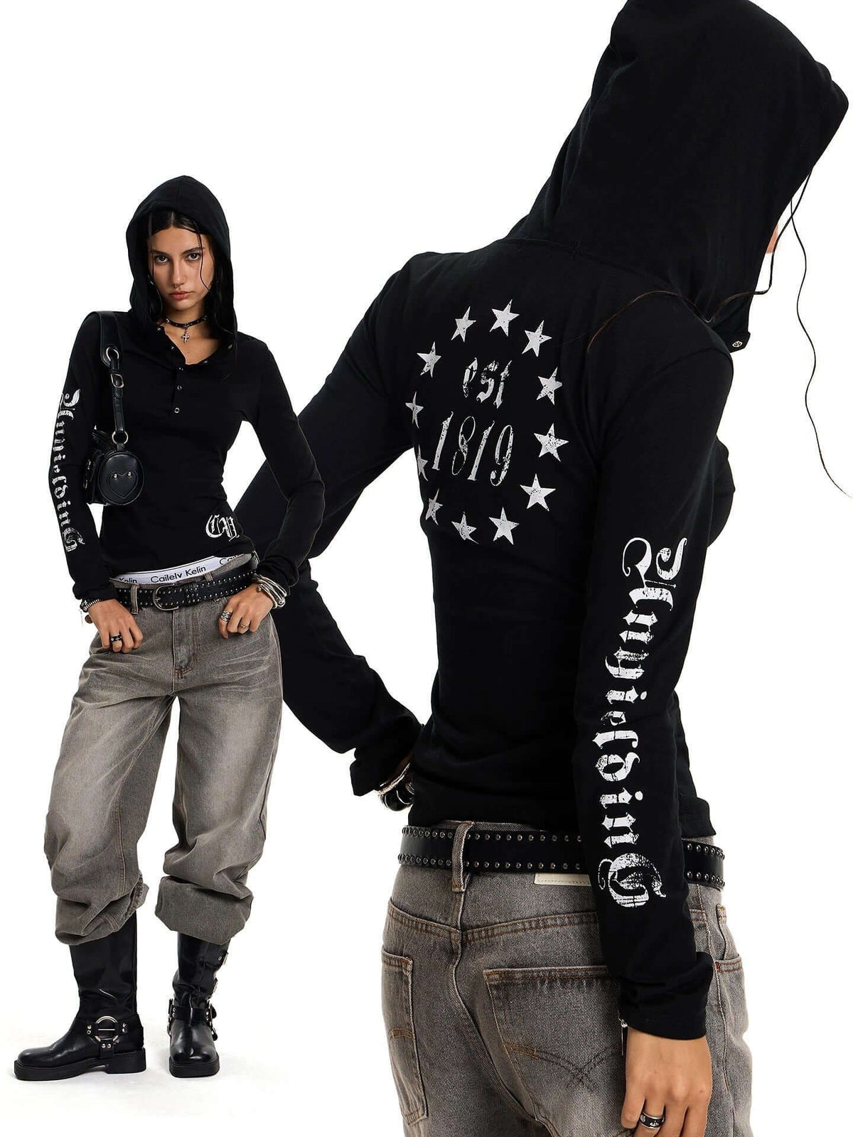 Letter Print Hooded Long-Sleeved — image 5