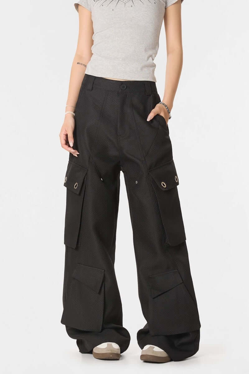 'Insect Bites' Textured Cannonball Pleated Pocket Wide-leg — image 2