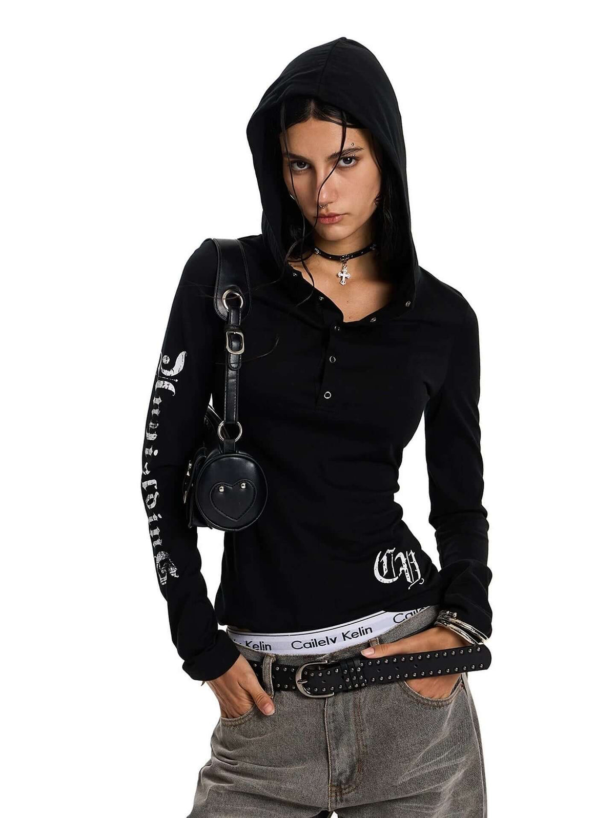 Letter Print Hooded Long-Sleeved — image 4