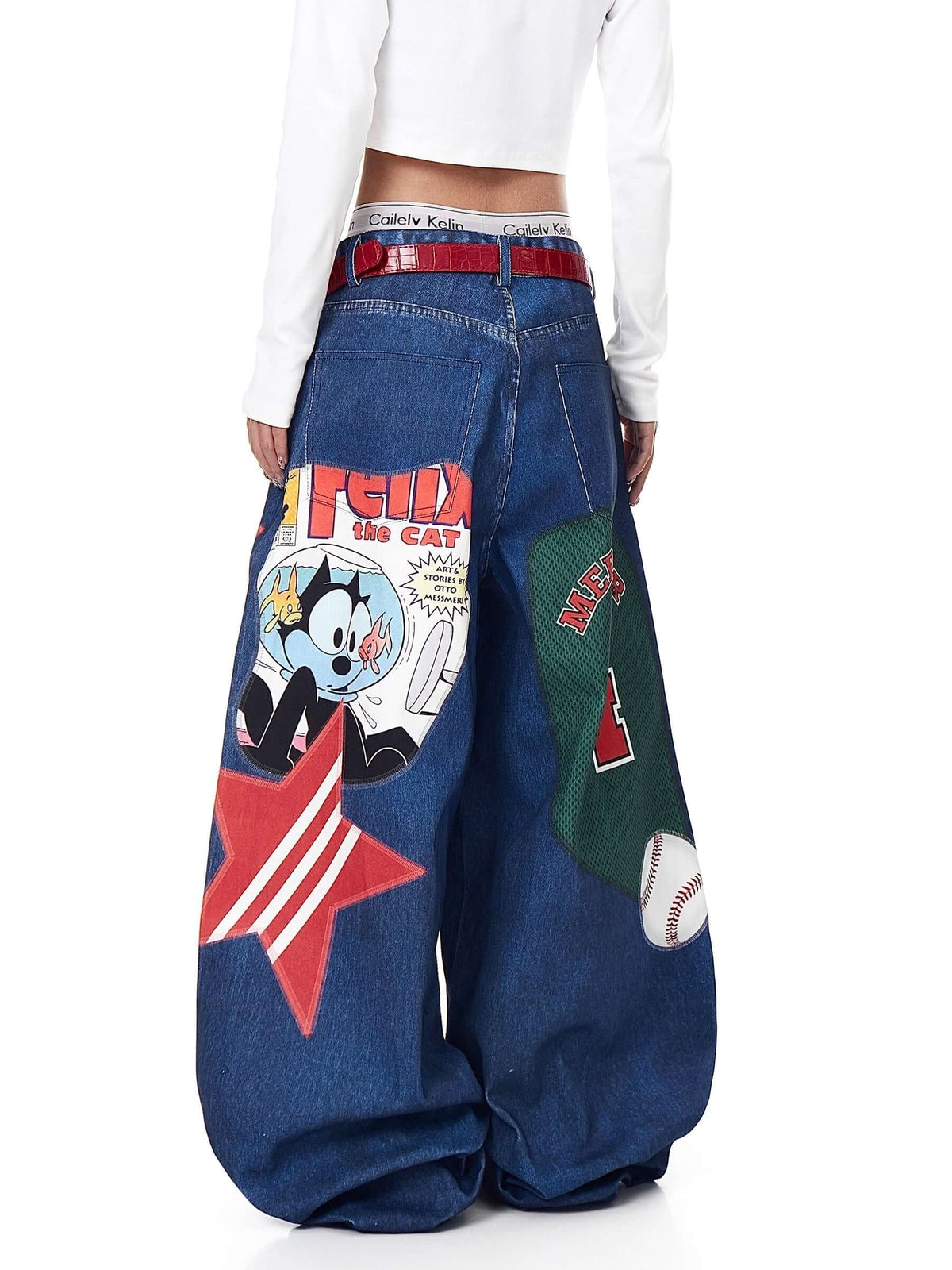 Retro Star Print Wide-Leg Jeans — image 5