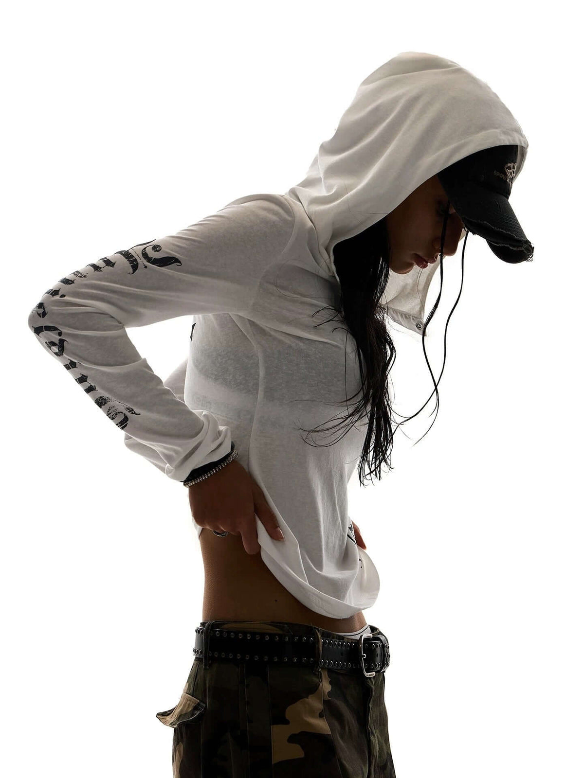 Letter Print Hooded Long-Sleeved — image 2