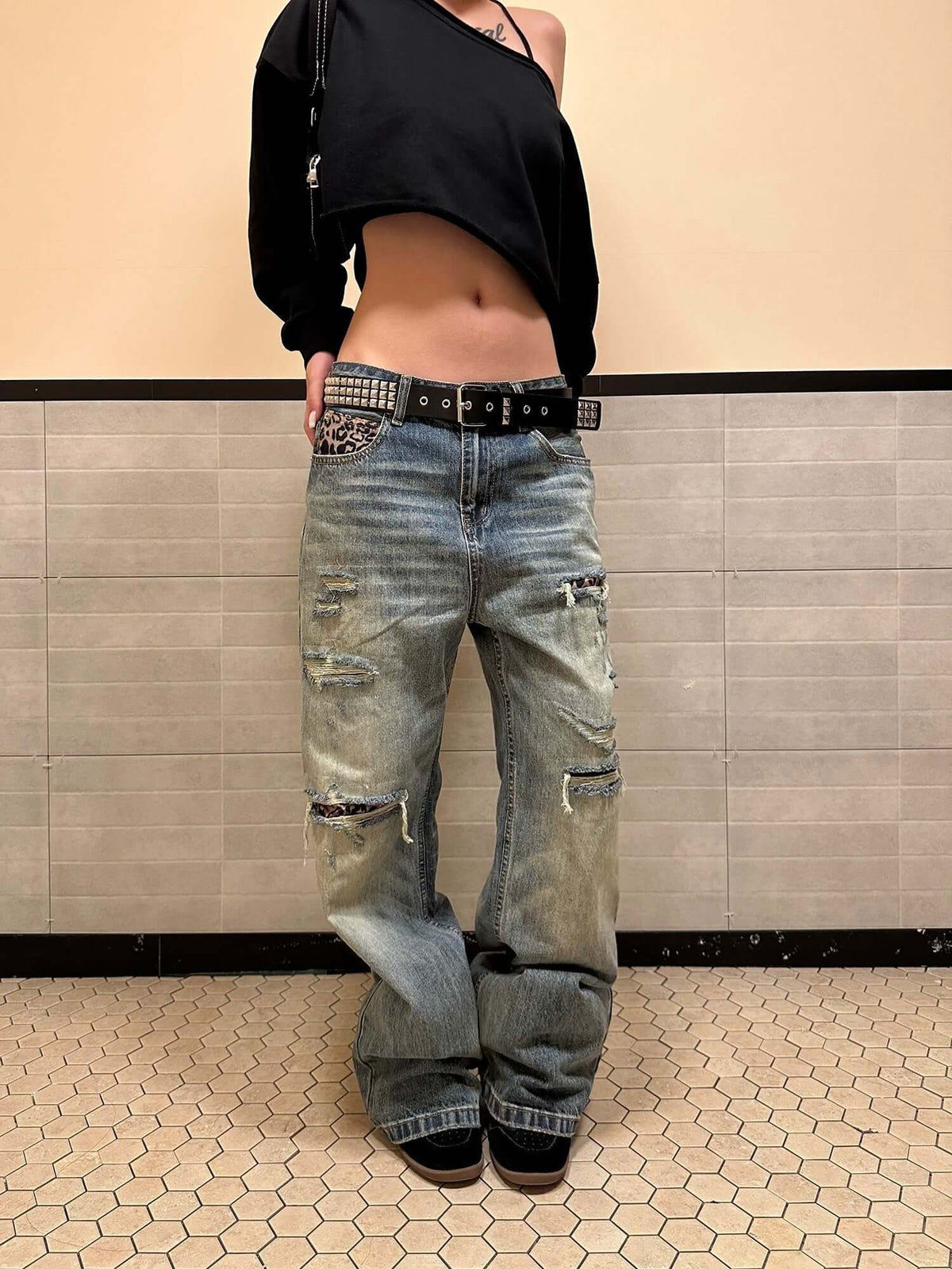 VINTAGE LEOPARD PATCHWORK JEANS — image 4