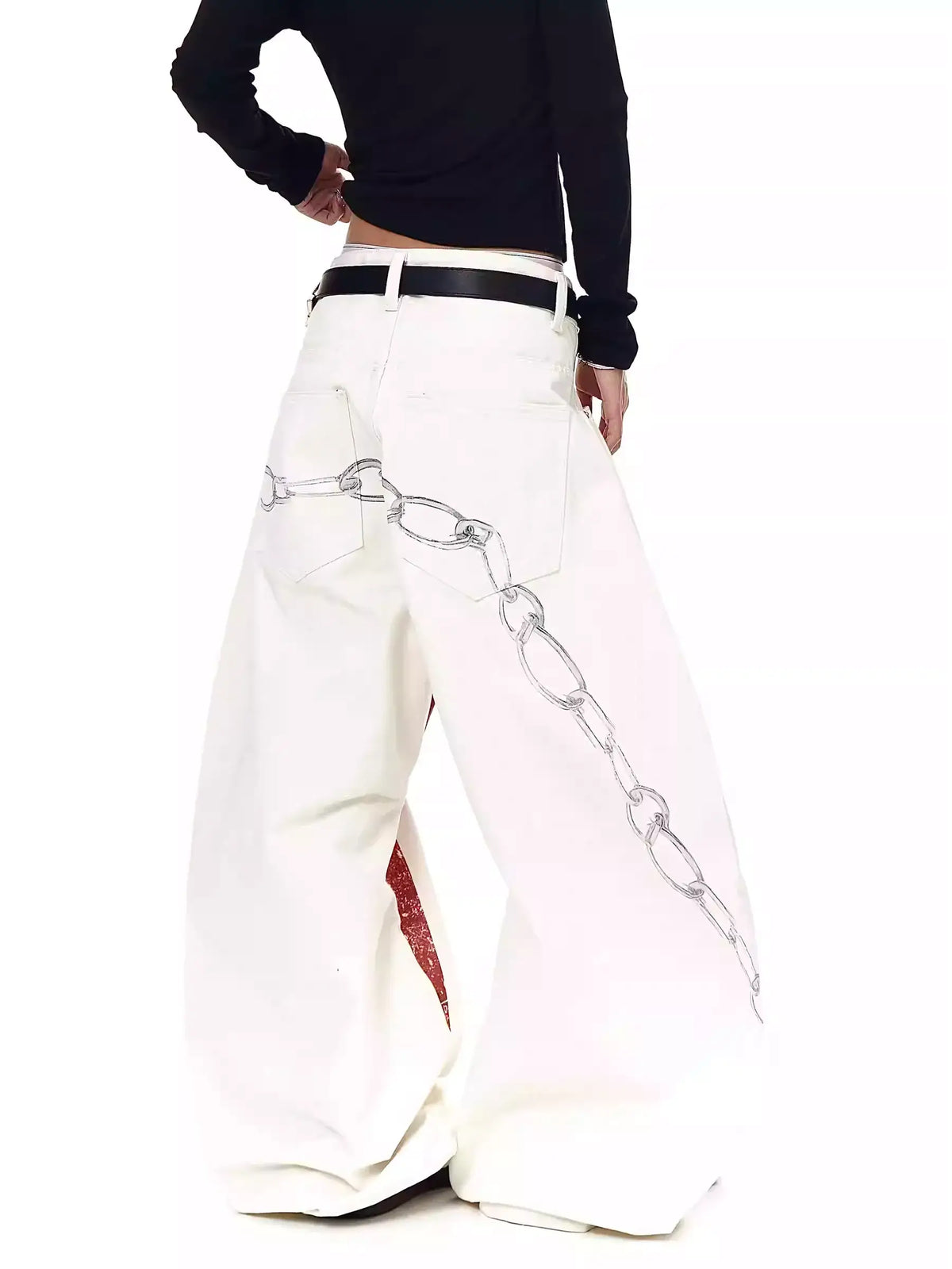High-Street 3D Print Distressed Wide-Leg Jeans — image 2