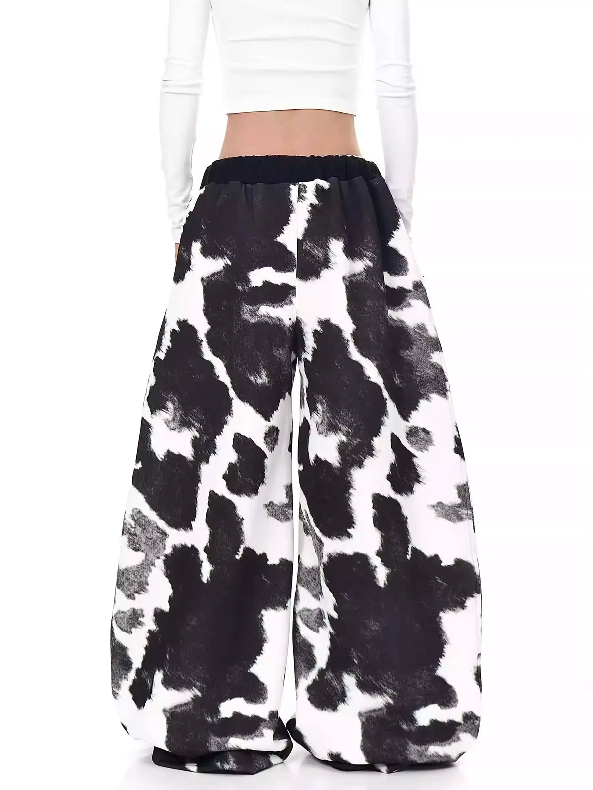 Retro Cow Print Wide-Leg Sweatpants — image 2