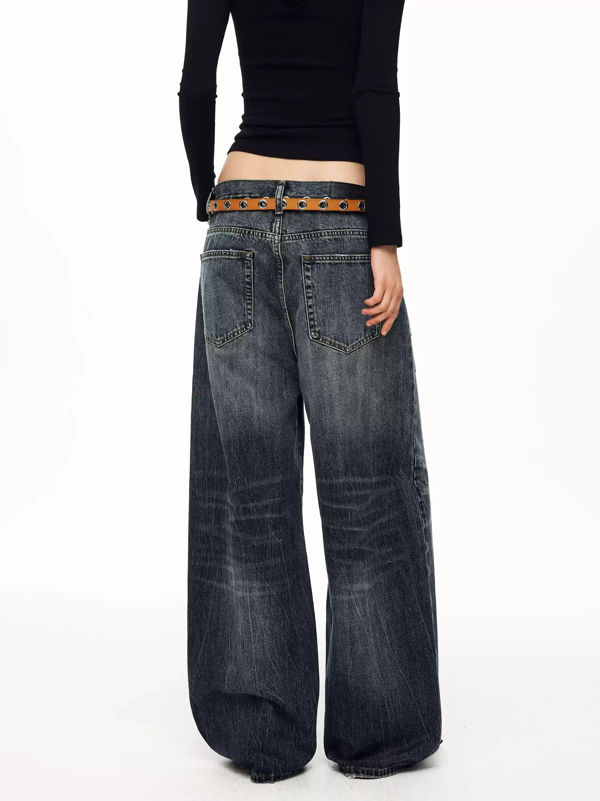 Washed Button-Fly Wide-Leg Jeans — image 3