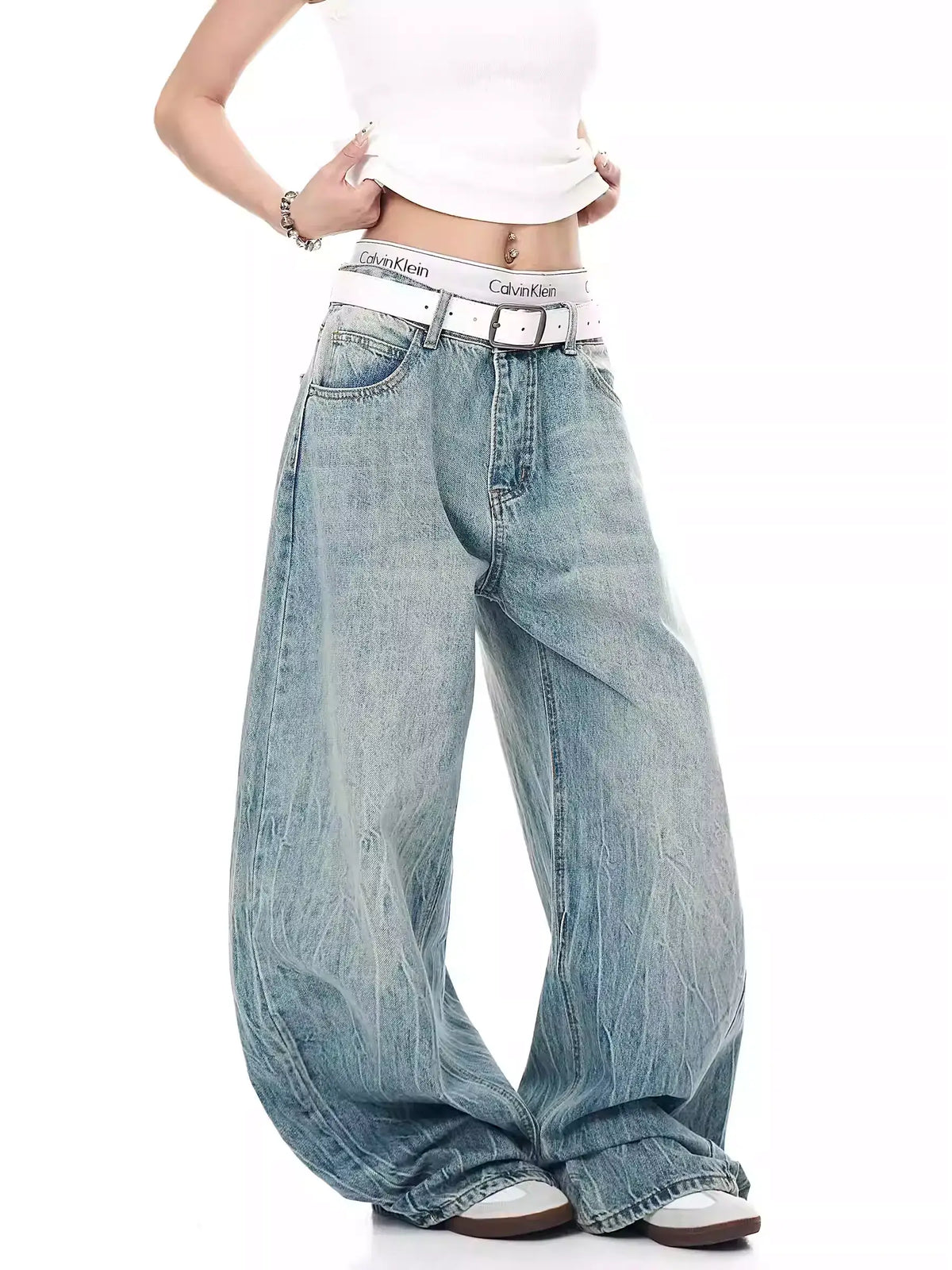 Retro Lightning Rhinestone Wide-Leg Jeans — image 4