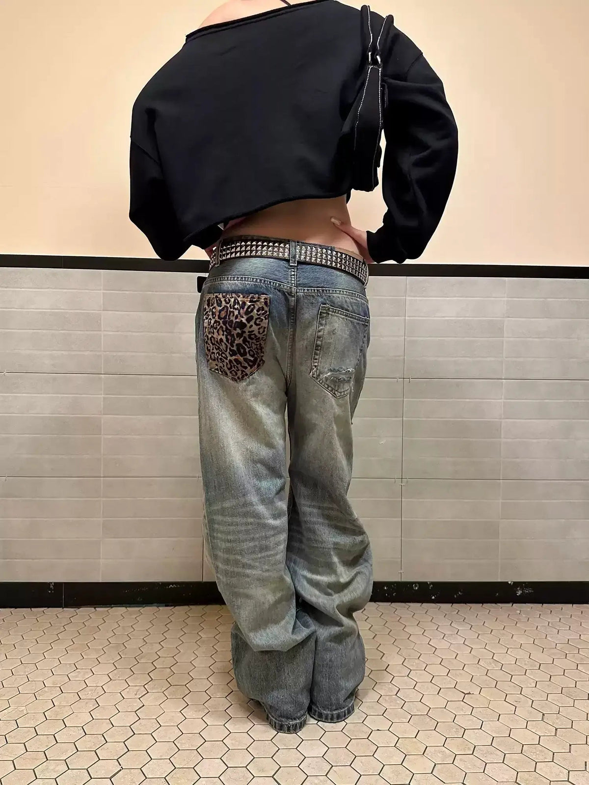 VINTAGE LEOPARD PATCHWORK JEANS — image 3