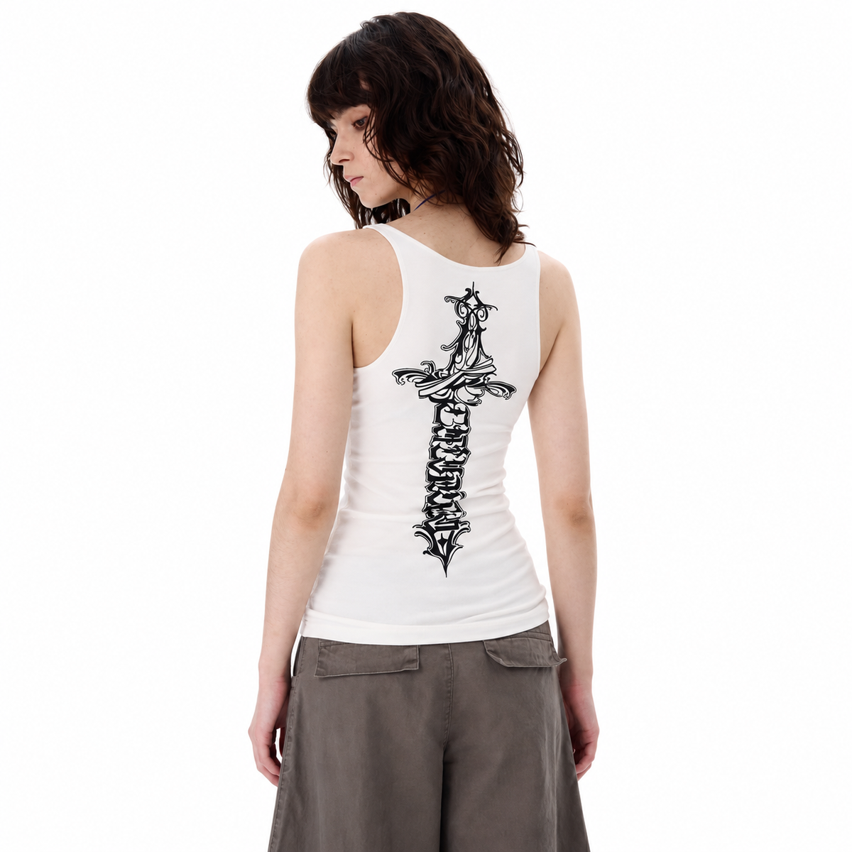 Cross Back Slim V-Neck — white studio catalog image