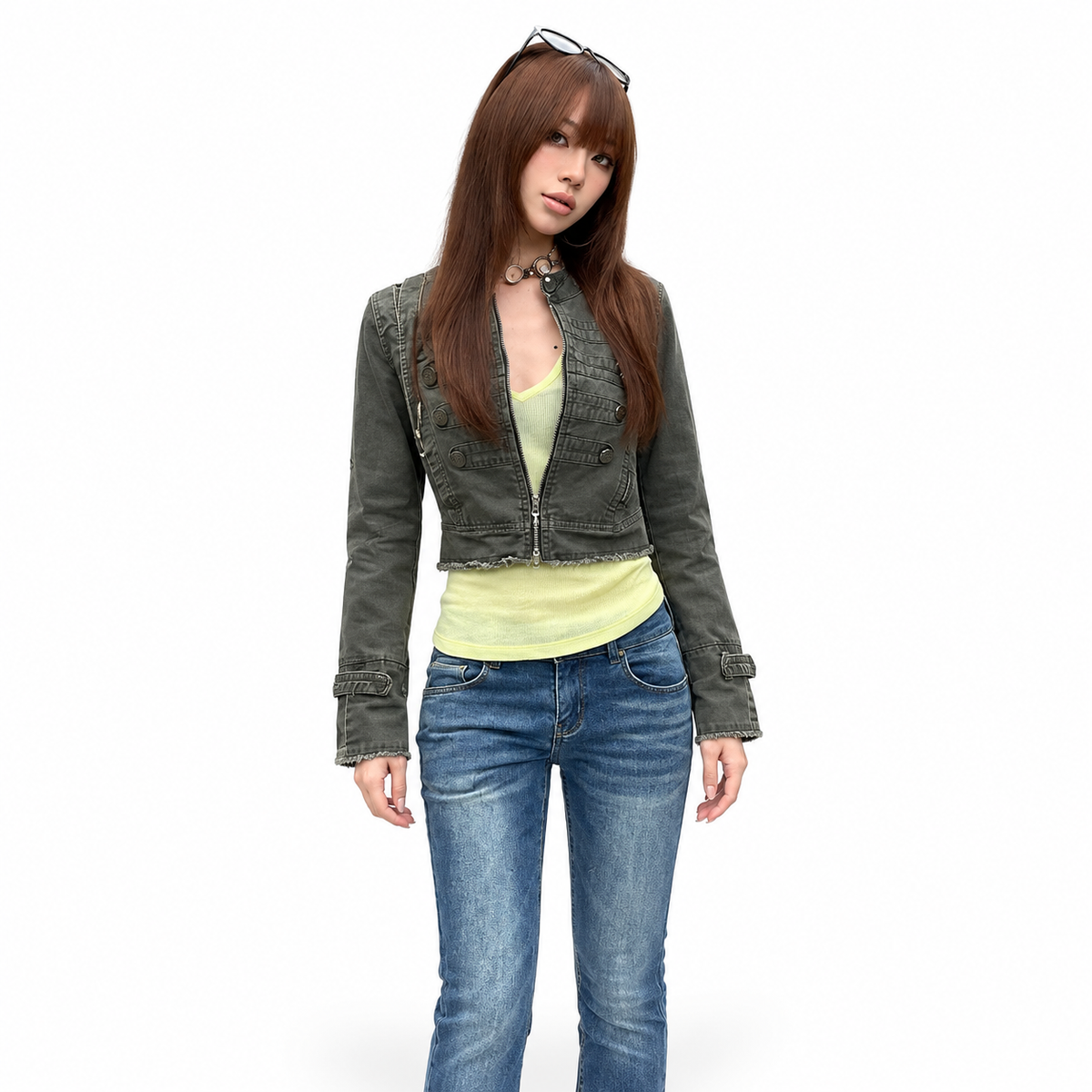 Deconstructed Cropped Jacket — white studio catalog image