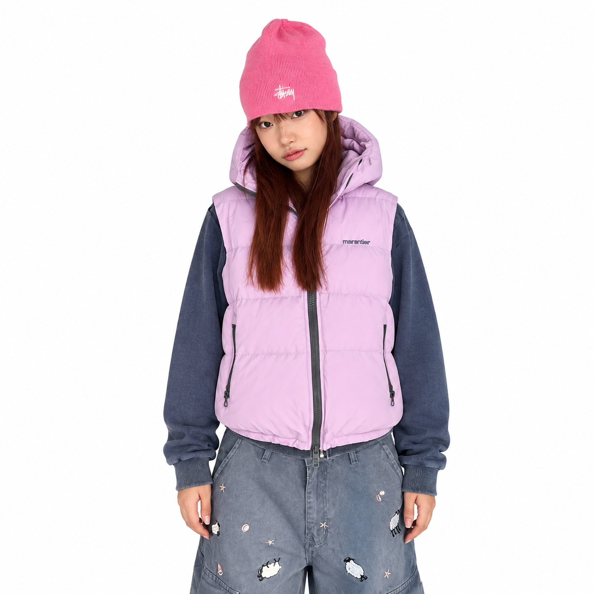 Hooded Padded Vest — white studio catalog image