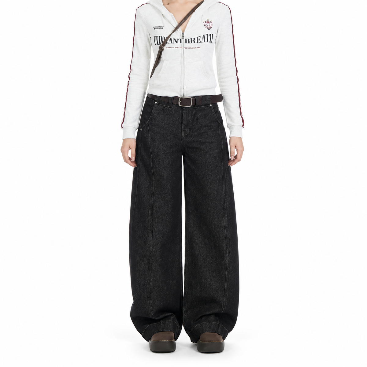 Retro Denim Black Wide-Leg Retro Black Wide-Leg Barrel Jeans — white studio catalog image