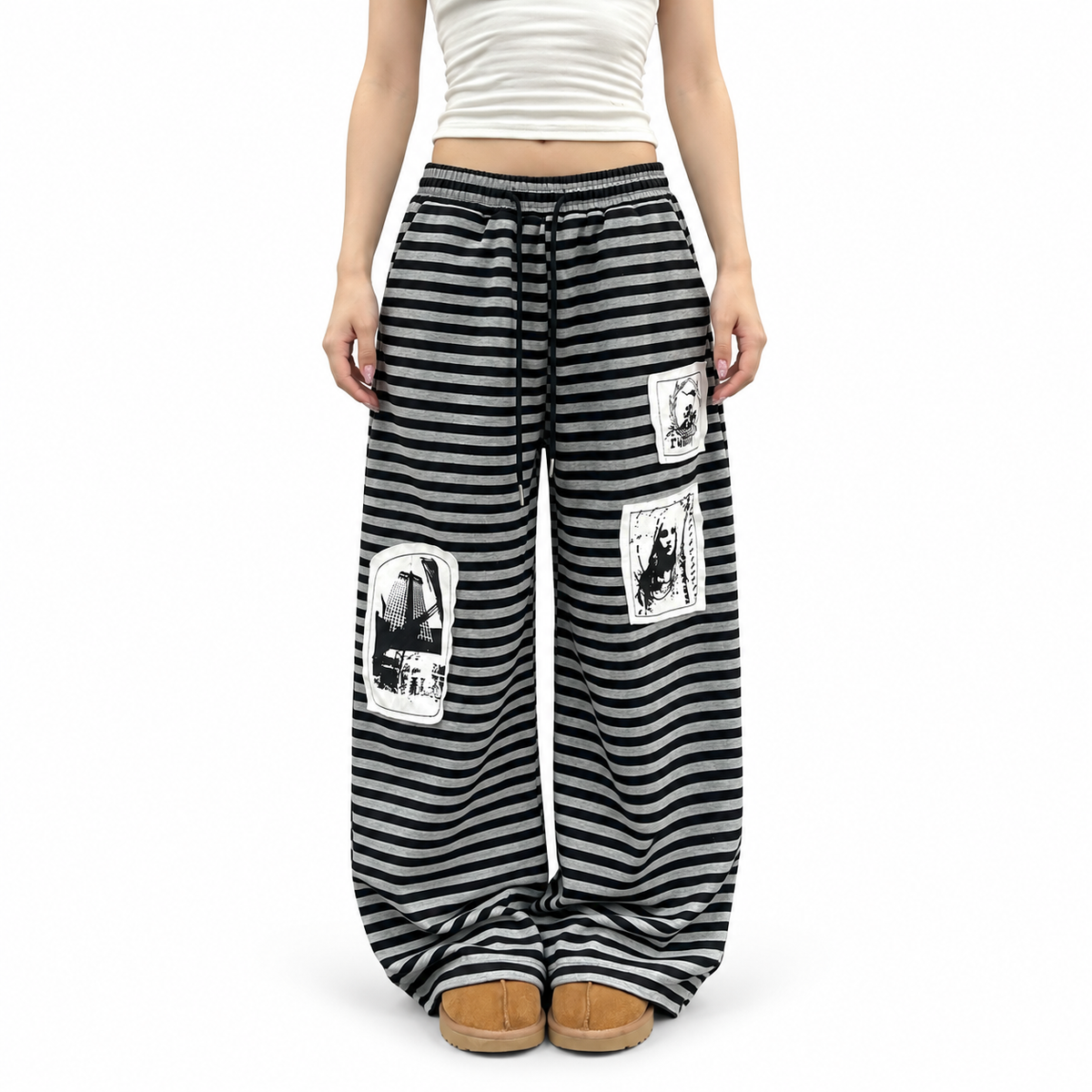 Unisex Drawstring Oversized Sweatpants — white studio catalog image