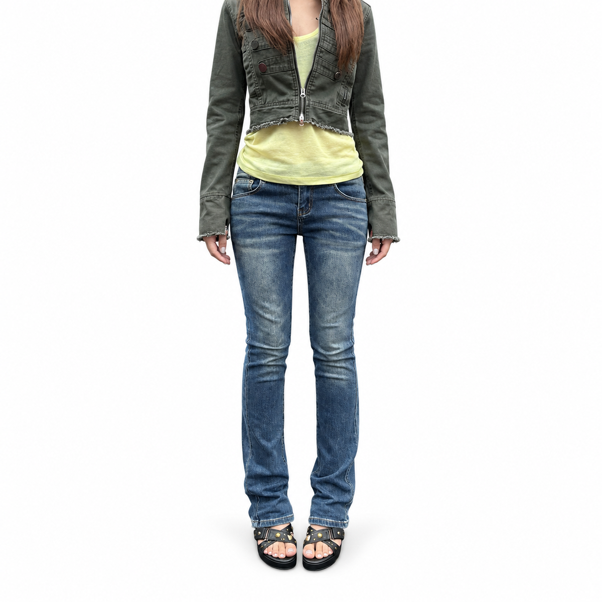 Washed Straight-Leg Denim Jeans — white studio catalog image