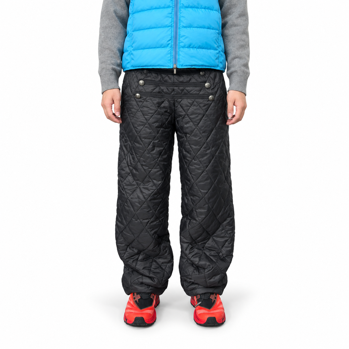Winter American Style Diamond Quilted Warm Cotton Pants — white studio catalog image